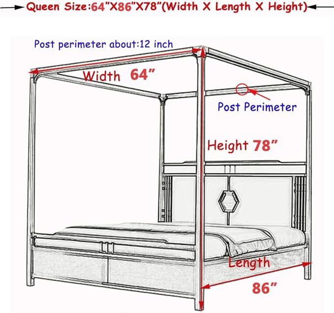 Elegant Princess 4 Corner Post Mosquito Net Romantic for Girls Women Bed Curtain Canopy for Adult Wedding Bedroom Kids Rooms Decoration (Type2-White-Flower, Queen)