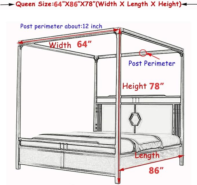 Elegant Princess 4 Corner Post Mosquito Net Romantic for Girls Women Bed Curtain Canopy for Adult Wedding Bedroom Kids Rooms Decoration (Type2-Beige-White, Queen)