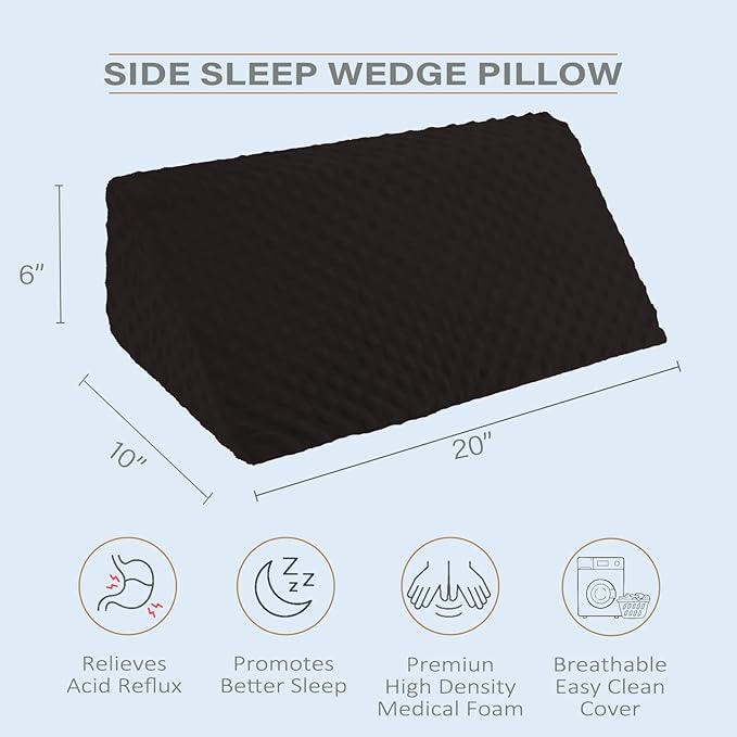 Side Wedge Pillow for Sleeping Body Positioner for Back, Body Wedge Pillow for Side Sleeping, Body Position Side Wedge Pillow, Back Positioning Elevation Pillow (Black-Dot)
