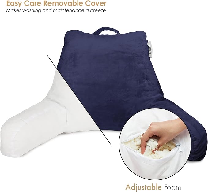 Nestl Reading Pillow for Kids, Small Bed Pillow, Back Pillow for Sitting in Bed, Memory Foam Chair Pillow, Reading & Bed Rest Pillows, Off White Back Pillow for Bed, Arm Pillow with Pockets