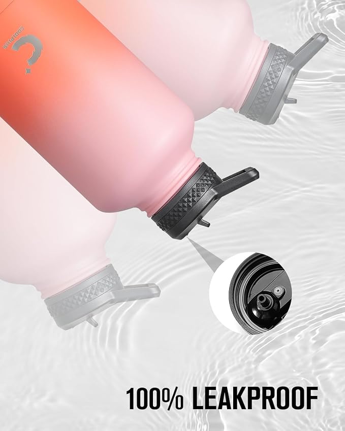 Coolplus Insulated Water Bottle 64 oz, Half Gallon Water Jug With Straw Stainless Steel Double-Walled Vacuum Metal Large Flask With Carry Sleeve for Sports Gym Ourdoor, Keep Cold 48 Hrs, Orange