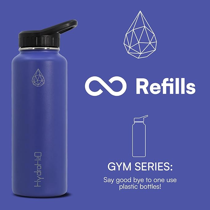 37 oz Insulated Water Bottles with Twist Cap, Stainless Steel Water Bottle, Leak Proof Metal Water Bottle, Resuable Thermos BPA Free Flask, Purple