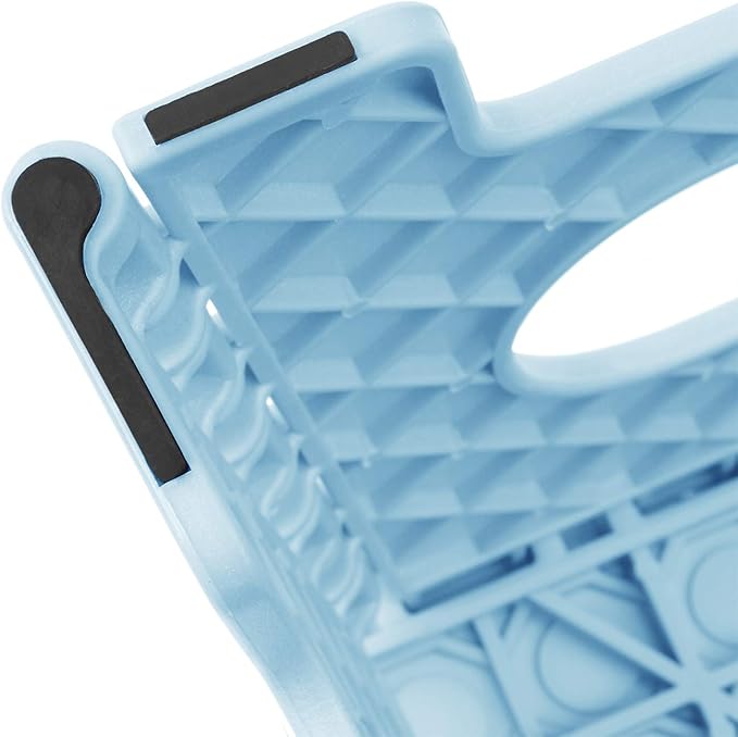 Casafield 9" Folding Step Stool with Handle, Blue - Portable Collapsible Small Plastic Foot Stool for Kids and Adults - Use in The Kitchen, Bathroom and Bedroom