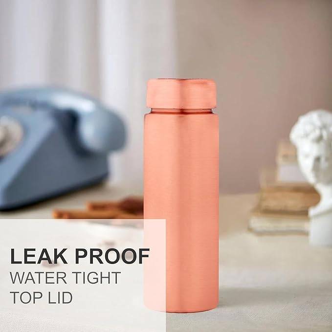 Copper Water Bottle 400ml - Gift Box of 3, Slim Plain, an Ayurvedic vessel made from pure copper - helps you drink more water, with many health benefits