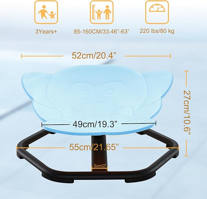 Spinning Chair for Autistic Kids Sit and Spin Chair for Kids Swivel Sensory Chair Elephant Spinning Seat Autism Sensory Chair Items for Sensory Room Training Balance Body Coordination