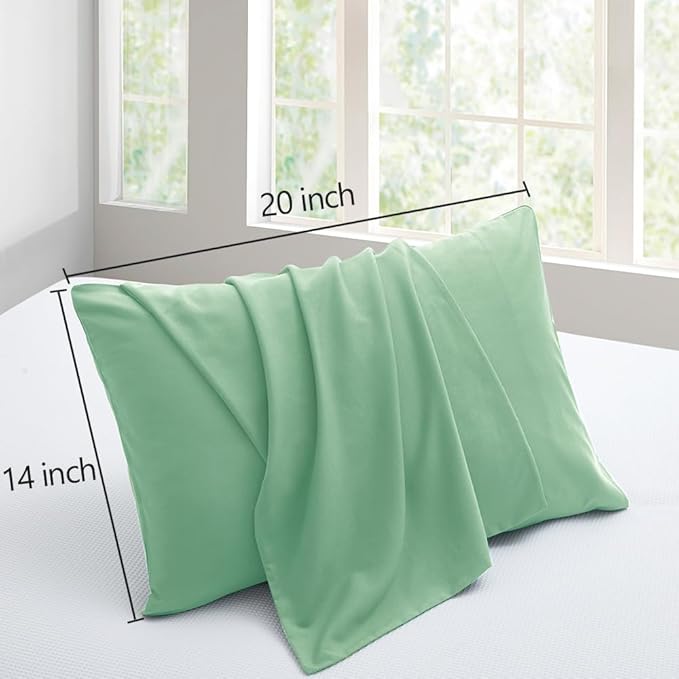 Small Pillow Case 14x20 Microfiber Pillowcases Set Soft Comfortable Not Shrink Toddler Pillow Case Light Green Pillow Covers Envelope Style 2 Pack