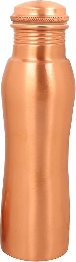 Pure Copper Water Bottle - Handcrafted - Ayurveda health benefits - Large 25.36 oz - Leak proof, Easy to carry for Sports, Fitness, Yoga, School - Natural Copper Finish