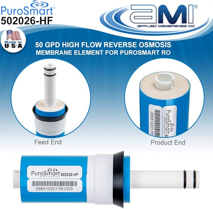 Replacement RO Membrane High Flow System | High Flow 50 GPD | Fits Countertop and Faucet Mount Systems Applied Membranes, Inc. Model 502026-HF