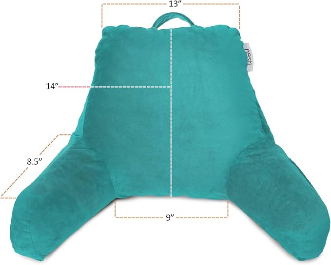 Nestl Reading Pillow for Kids, Small Bed Pillow, Back Pillow for Sitting in Bed, Memory Foam Chair Pillow, Reading & Bed Rest Pillows, Teal Back Pillow for Bed, Arm Pillow with Pockets