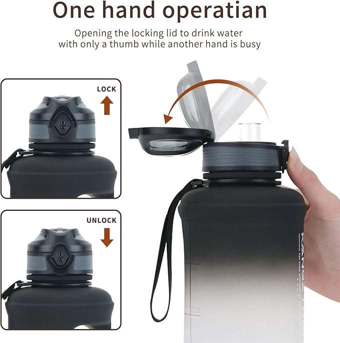 Mini Gallon Kids Water Bottle - 23oz, Small Durable for School, BPA-Free, Tritan, Leak-Proof, Wide-Mouth, Sports, & Outdoors - Designs for Boys & Girls (Black)