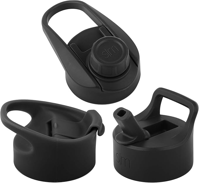 Simple Modern Summit Water Bottle Lid - Flip Lid with Handle, Insulated Straw Lid, and Insulated Chug Lid - Fits Hydro Flask Wide Mouth - -Midnight Black Pack of 3