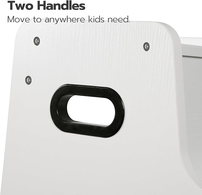 HOOBRO Step Stool for Kids, Two Step Toddler's Stool, Kids Potty Training Stool with Handles, Non-Slip Pads for Safety, Easy to Move, for Sink, Bathroom, Bedroom, White WT01JD01G1