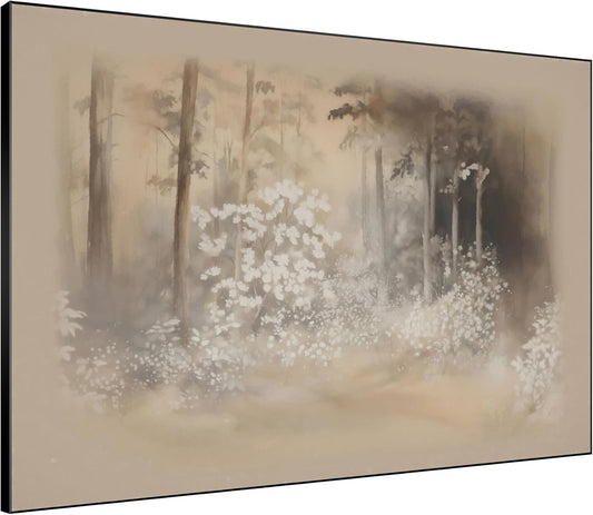 SIGNWIN 36"x46" Extra Large Framed Wall Art Misty Forest in Sepia Tones, Watercolor Woodland Landscape for Home Living Room Bedroom Decor (Frame Assembly Required)