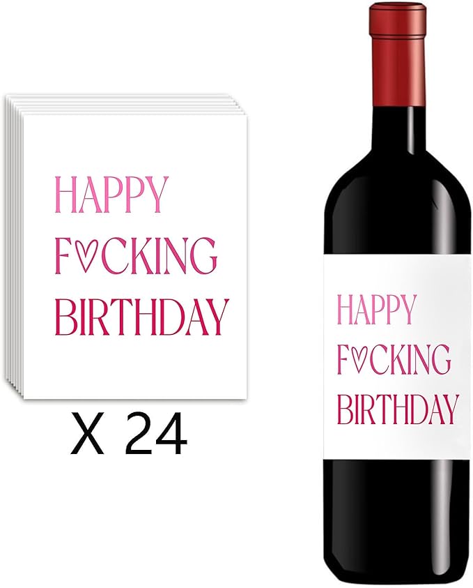 24 Pcs Birthday Wine Labels, Birthday Gifts for Women Her Him, Birthday Wine Bottle Stickers, Happy Birthday Party Decorations Gifts for Women Her Him, Happy Birthday Wine Bottle Labels
