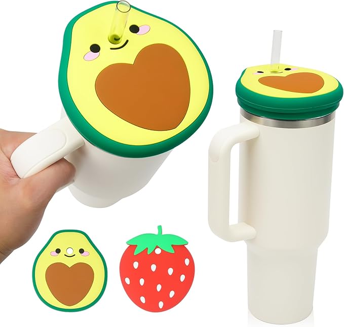 Stanley Cup 40 Oz Lid Anti-scratch Protective Case with Avocado Design, Silicone Dustproof Lid Toppers for Stanley 40 Oz Tumbler, Stanley Cup Cute Accessories Decorations