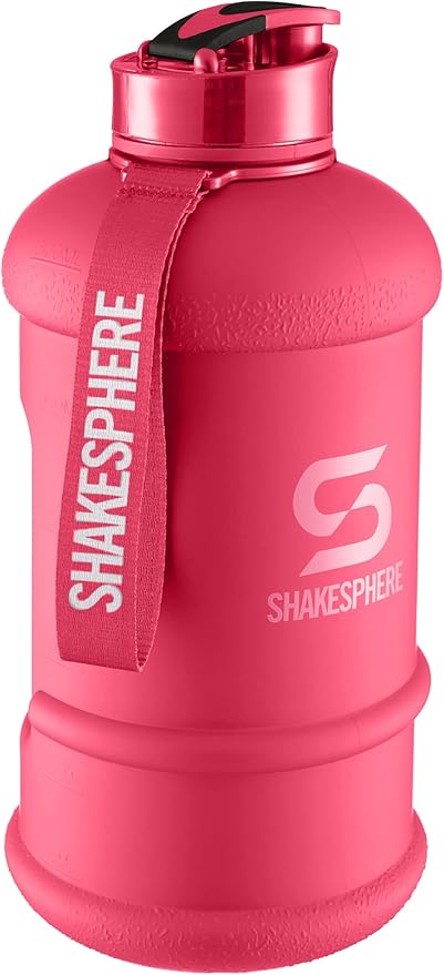 SHAKESPHERE Large Sports Water Bottle - BPA Free Hydration Jug, Black - Ideal for Sports, Camping, Outdoor, Biking & Kids… (Matte Pink, 1.3L)