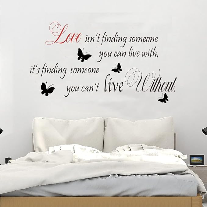 Funny Inspiring Love Isn't Finding Someone You Can Live With, It's Finding Someone You Can't Live Without Wall Sticker Decal Vinyl Wall Sticker, Loving Family Living Room Dining Room