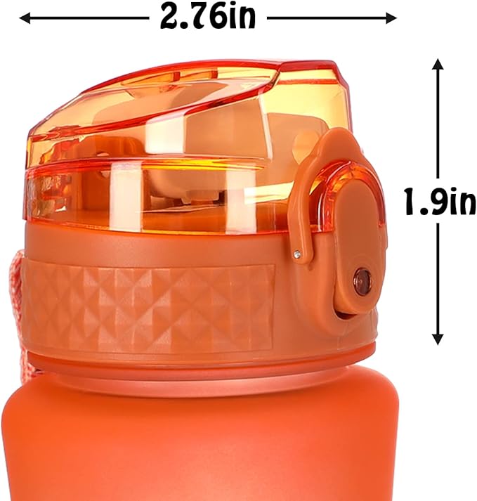 OLDLEY Replacement Straw Lid for 15 oz Water Bottle, Leakproof Spillproof Dustproof One-Click Open Cap with Carry Strap