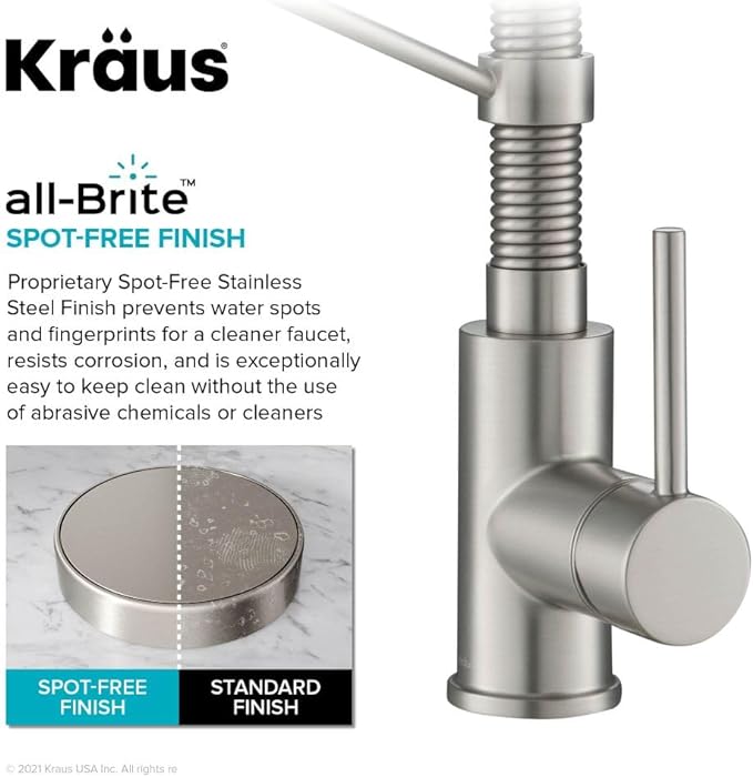 KRAUS Bolden 2-in-1 Commercial Style Pull-Down Single Handle Water Filter Kitchen Faucet for Reverse Osmosis or Water Filtration System in Spot Free Stainless Steel, KFF-1610SFS