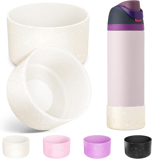 2PCS Silicone Water Bottle Boot for Owala 24oz 32oz 40oz, Anti-Slip Protective Sleeve Bottom Bumper Protector for FreeSip, Twist, and Flip Stainless Steel Water Bottles