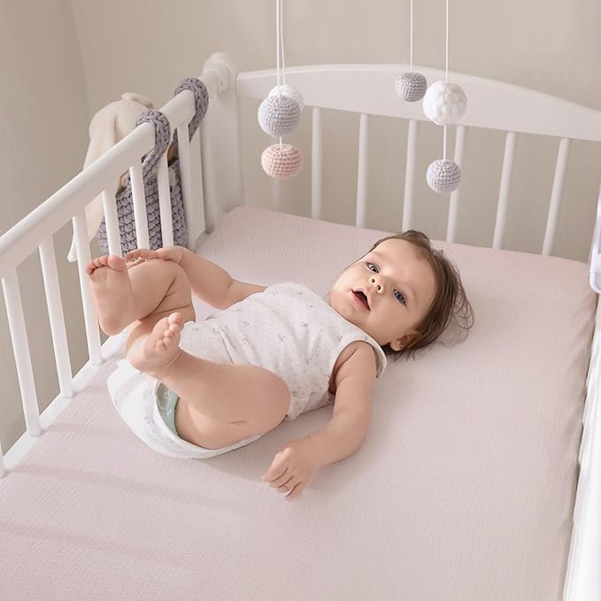 Baby Muslin Crib Sheets - Toddler Cotton Fitted Crib Sheets Neutral for Boys and Girls 2Pack