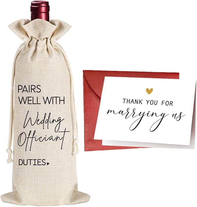 Wedding Officiant Gifts, Officiant Gift, Funny Wedding Registry Wine Bag, Best Officiant Ever Gifts from Couple, Bride Groom Thank You Wine Bag, Officiant Gifts for Wedding Day, Wedding Wine Bag-27