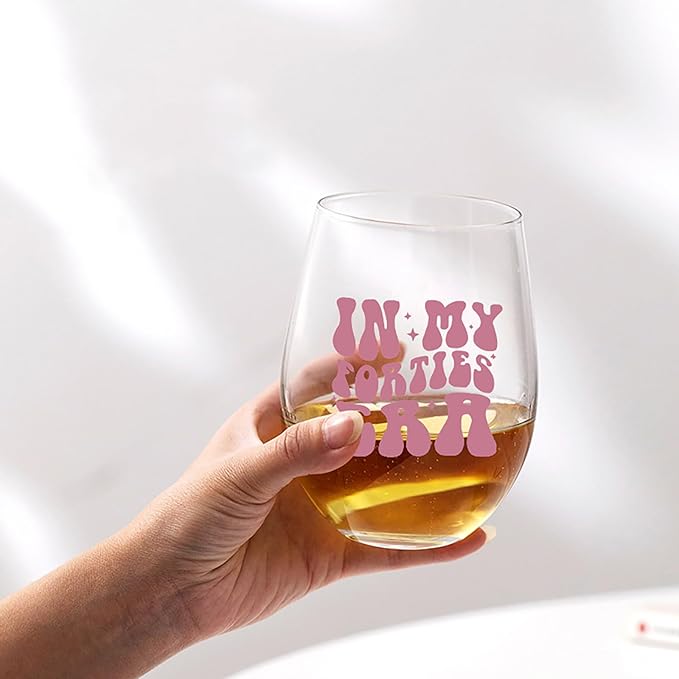 Wine Glass 40th Birthday Gift Women - In My Forties Era - 40 Year Old Gifts for Friend Mom Sister Daughter Wife Coworker, Birthday Glass For Decorations