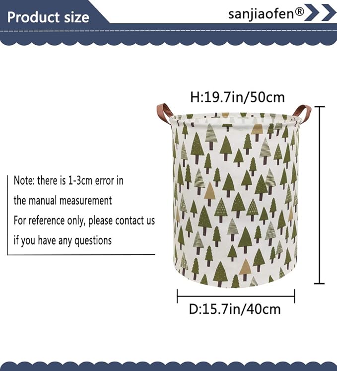 Large Storage Bins,Canvas Fabric Laundry Basket Collapsible Storage Baskets for Home,Office,Toy Organizer,Home Decor (Tree)