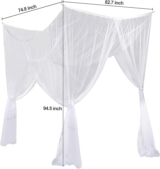 AIFUSI Mosquito Net, King Size Four Corner Post Curtains Bed Canopy for Single to Fits All Cribs and Beds for Adult Bedroom, Kids Rooms, Baby Bassinet, Garden, Camping（White）