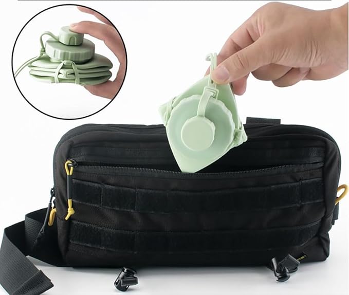 Collapsible Water Bottle, Silicone Foldable Water Bottles For Travel,Lightweight, Leakproof, and Reusable Perfect for Travel, Camping, Yoga, and Outdoor Sports,BPA Free, 20 oz （Green ）