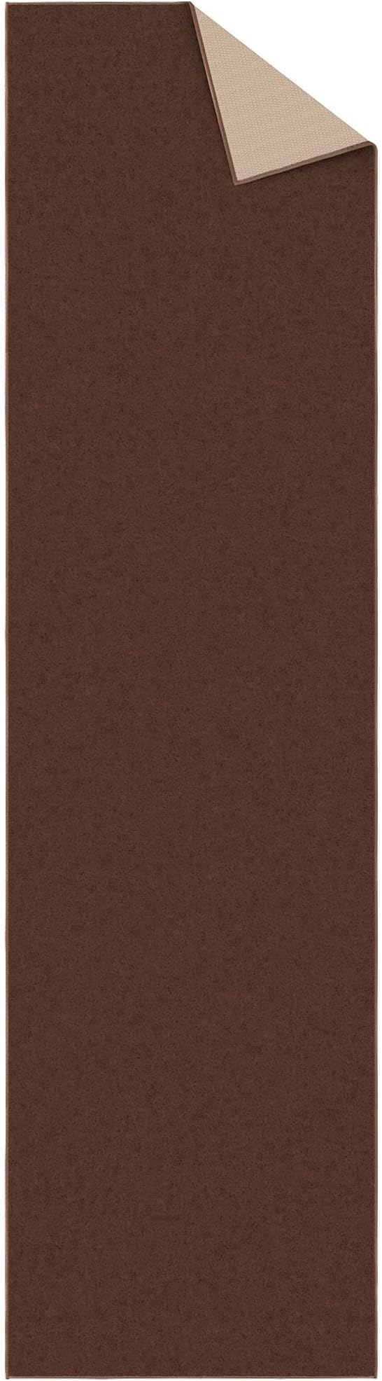Machine Washable Modern Solid Design Non-Slip Rubberback 3x10 Traditional Runner Rug for Hallway, Kitchen, Bedroom, Living Room, 2'7" x 9'10", Brown