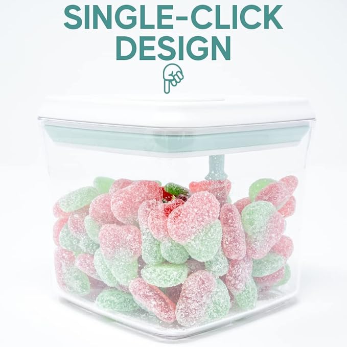 BopTop (4pc Set) Airtight Food Storage Container – Mechanical Silicone Seal Canister - BPA-Free Stackable - 1.3Qt/2.1Qt/2.8Qt/3.5Qt