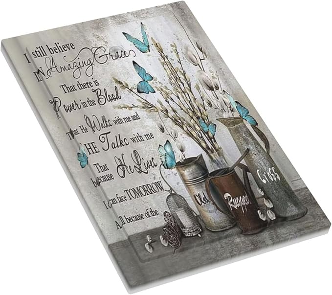 Blue Butterfly Rustic Flower Inspirational Quotes 1 Gang Light Switch Covers No Device Wall Plate Decorative Blank Switchplate Electrical Faceplate for Farmhouse Country Bedroom Decor