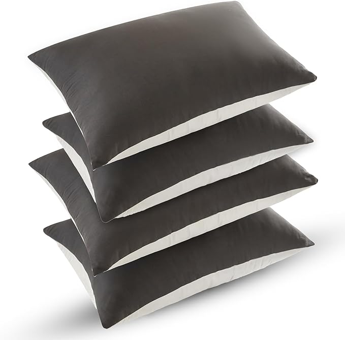 Bed Pillows for Sleeping - Pillows Queen Size Set of 4 Cooling Luxury Hotel Quality Pillow with Premium Plush Soft Down Alternative Fill for Side Back or Stomach Sleepers - Grey, 4 Pack