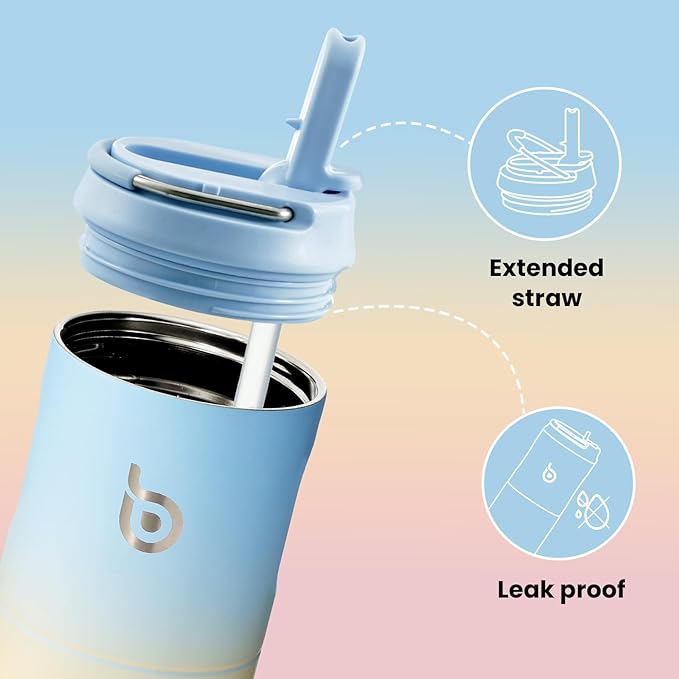 BOTTLE BOTTLE Insulated Water Bottle 24oz with Straw Lid and Handle for Sports Travel Gym Stainless Steel Water Bottles Double-Wall Vacuum Metal Thermos Bottles Leak Proof BPA-Free