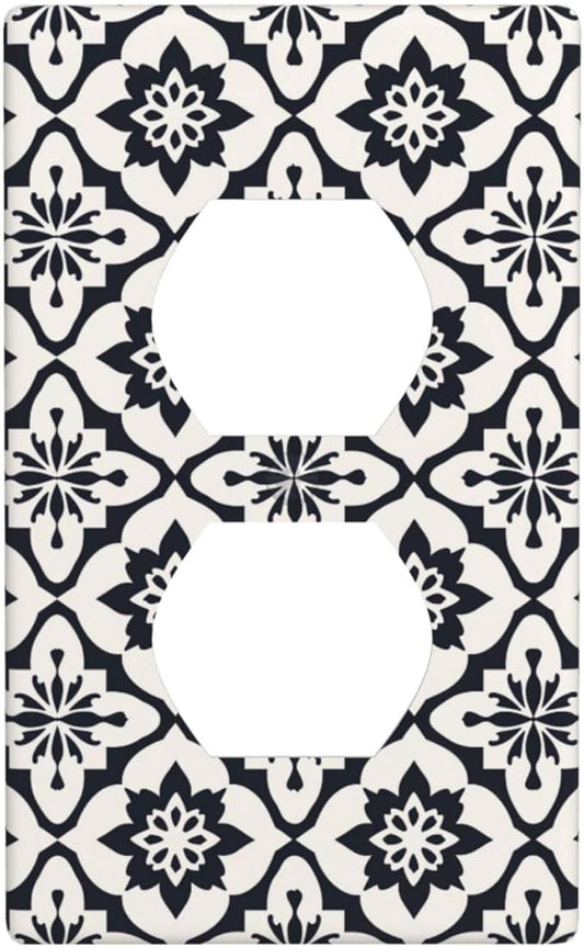 Black And White Duplex Electrical Outlet Funny Plastic Wall Plate Decorative Light Switch Cover For Women Girls Bedroom Kitchen Living Room