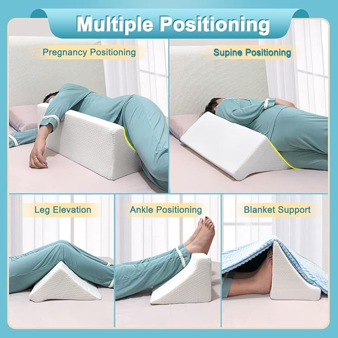 Medical Wedge for Bed Positioning Triangle Pillow for Back Support Bedsore Pressure Relief Wedges Side Sleeper Body Positioners Orthopedic Incline Pillow Bedridden Elderly Patient Ankle Bolster