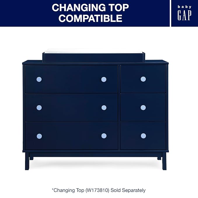 GAP babyGap Legacy 6 Drawer Dresser with Interlocking Drawers - Greenguard Gold Certified, Navy/Light Blue