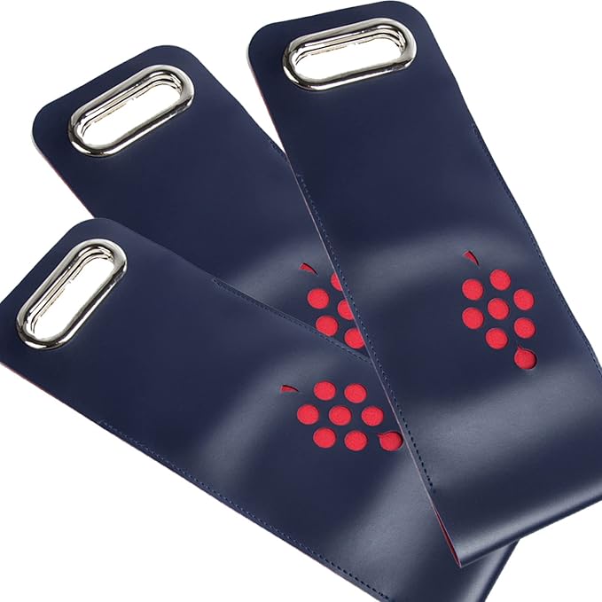 Leather Wine Bag with Handles Reusable Wine Carrier Bag Carrier Tote PU Leather Wine Gift Bag for Party Picnic Travel for Wine Lover Color Blue 2 Bottle, color blue- 2 bottle