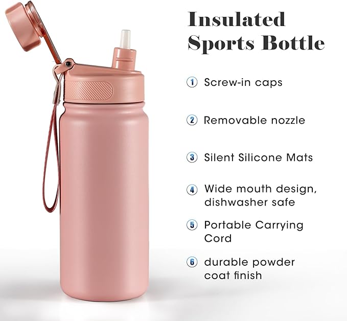 25 oz gym water bottle with straw, leak proof - men's/women's sports metal water bottle - double vacuum insulated stainless steel water bottle for gym, outdoors or traveling