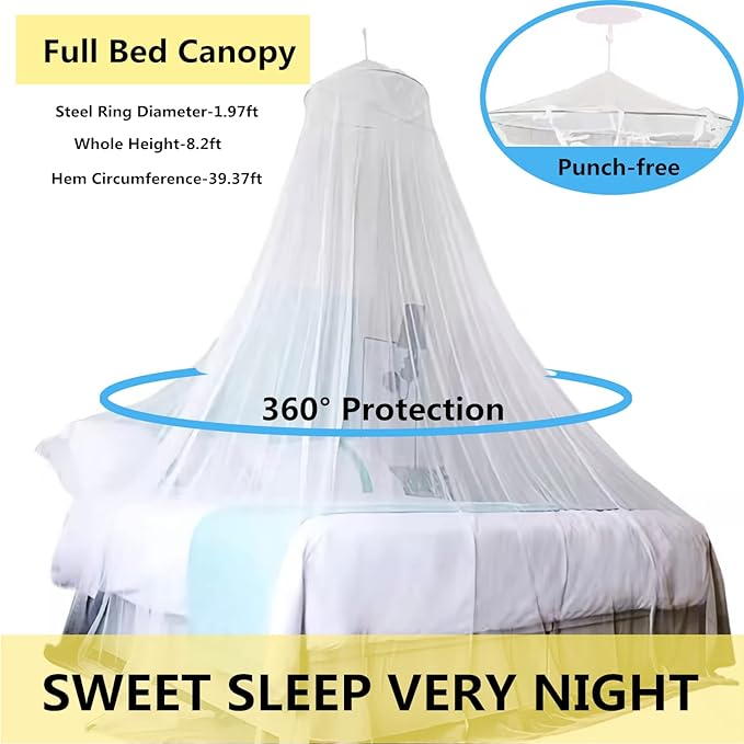 Eimilaly Bed Canopy Mosquito Net, Bed Canopy for Girls Room Decor - Insect Protection Hanging Canopy for Adults, Babies, Outdoor Camping, Pink/Single Door