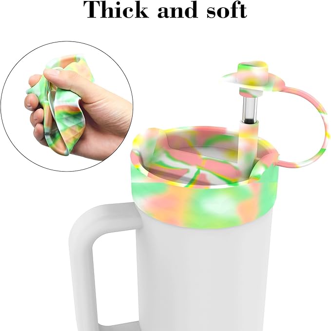 Protective Silicone Bottle Cover Set for Stanley Quencher H2.0 40 30 20 oz Tumbler with Handle & Iceflow, Anti-Scratch Cover Boot for Stanley Cup Accessories BPA Free (B)