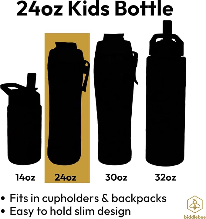Kids Water Bottle with Chug Lid & Easy Carry Handle | 24oz BPA-Free Tritan Bottles with Leakproof Cap | Reusable & Durable for Girls, Boys, School & Sports | Made in USA