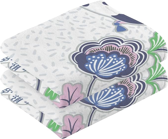 Staffordshire Dogs Chinoiserie Style Bath Hand Towel Soft Cotton Highly Absorbent Fingertip Towels for Bathroom Beach Kitchen Sports Gym Yoga Travel (2-Pieces Towel Sets, 28x16 inch)