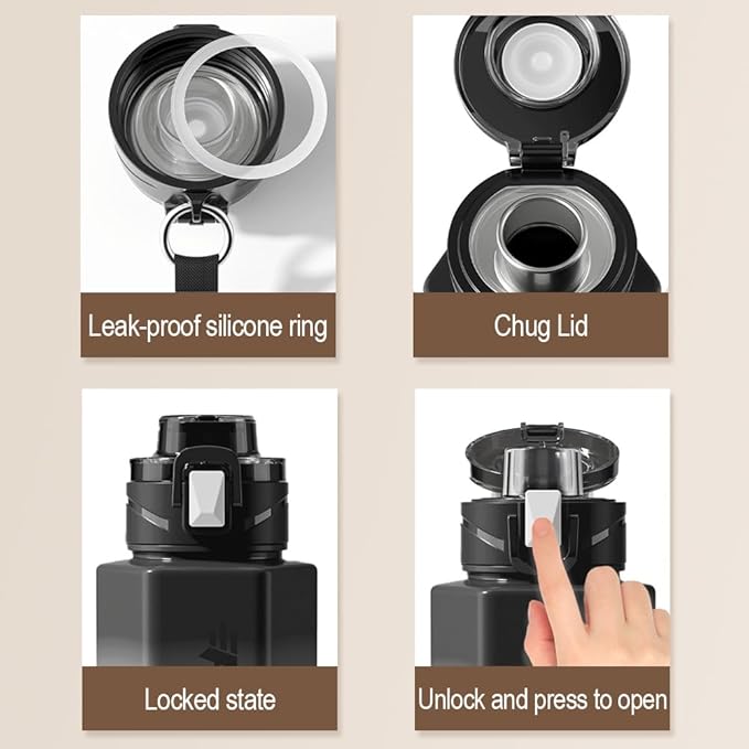 27 oz Hexagon Water Bottle, Wide Mouth Leak Proof Water bottles BPA-free Plastic Water Bottles Hexagonal Shape Water Bottle Reusable Water Bottle With Handle for Travel Fitness(Grey)