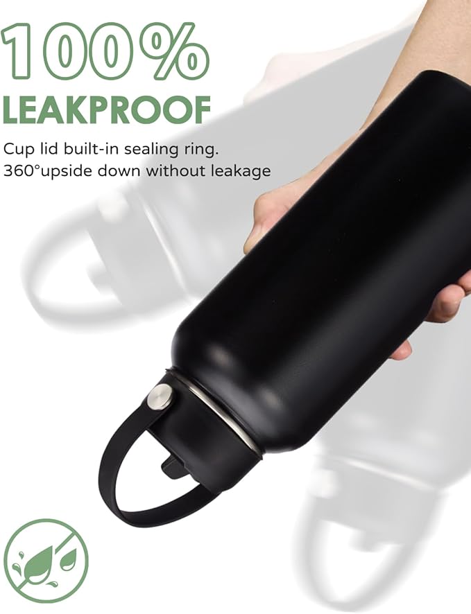 Insulated Water Bottle 32 oz - with Straw & Auto Spout Lid, Bottle Sleeve with Strap, Paracord Handle, 32oz Flask Purple Metal Water Canteen, Stainless Steel Water Jug for Sports Gym Woman Girls