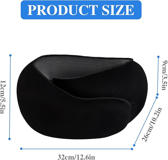 Travel Pillow, Neck Pillow, Neck Pillow for Traveling, 360° Travel Neck Pillows for Airplanes, Memory Foam Airplane Pillow, Soft Airplane Neck Pillow Stowable U-Shaped Pillow (Black)
