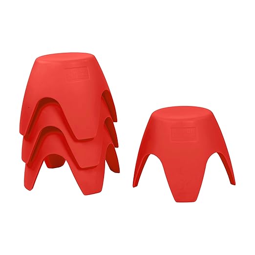 ECR4Kids Ayana Stool Set, Flexible Seating, Red, 4-Pack