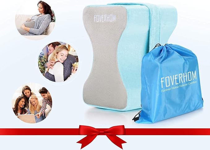 foverhom Memory Foam Knee Pillow,Orthopedic Leg Pillow for Sciatica Relief,Back Pain, Pregnancy, Leg Pain, Hip Pain and Sciatica Relief,Blue