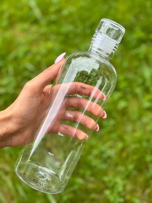 water bottle, 16.9 oz/23.6 oz leak proof drink bottle cups with time reminder. reusable fitness milk jug smoothies bottle (700ml, transparent. (transparent, 700ml), AC01-AC03